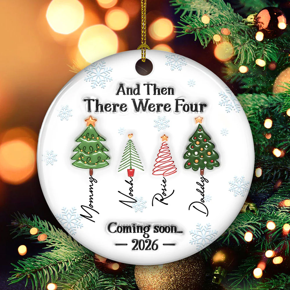 And Then There Were Three - Personalized Custom 3D Inflated Effect Ceramic Ornament - Image 3