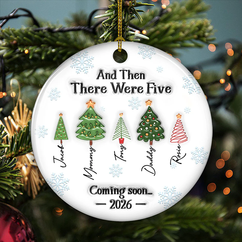 And Then There Were Three - Personalized Custom 3D Inflated Effect Ceramic Ornament - Image 4