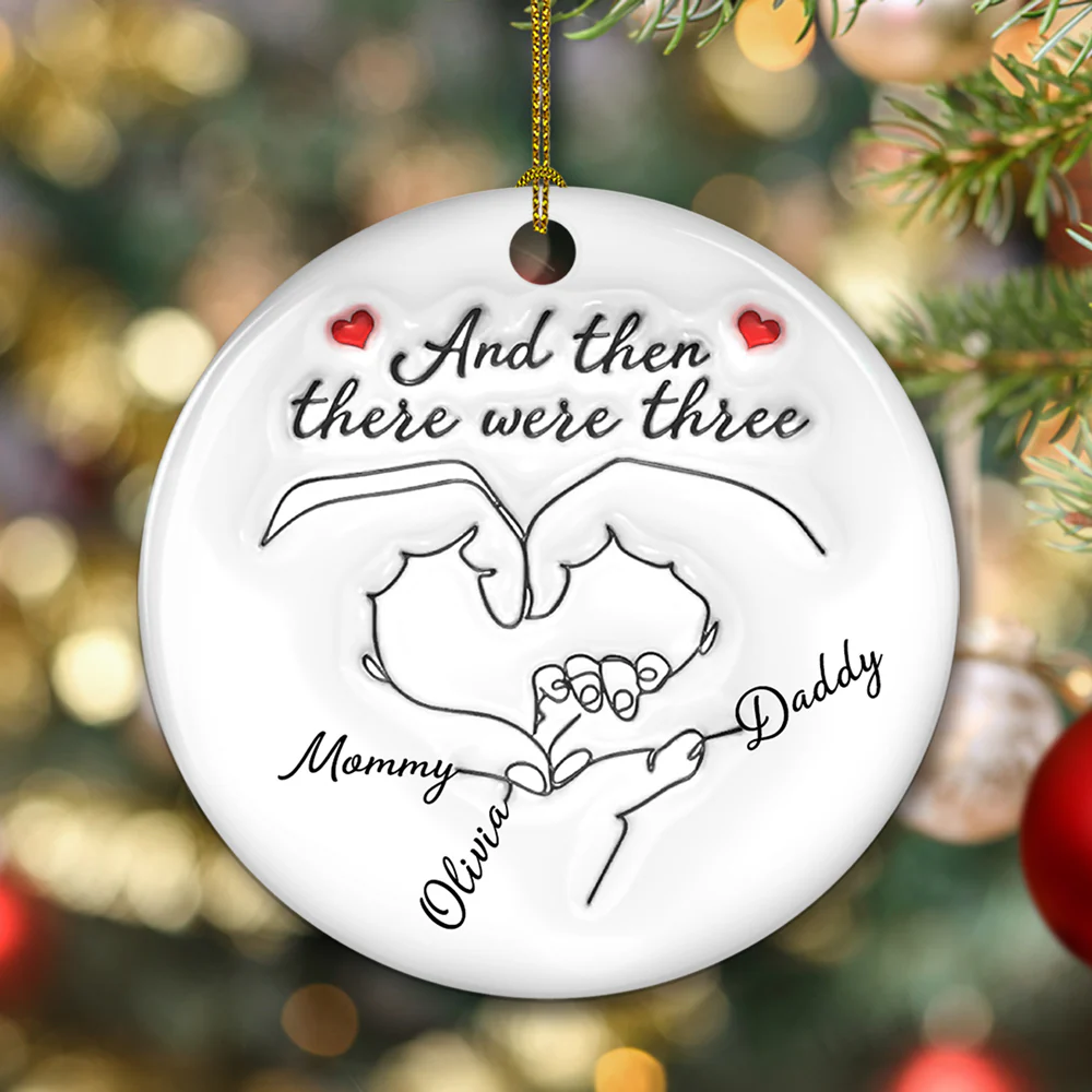 And Then There Were Three - Personalized Custom 3D Inflated Effect Ceramic Ornament - Image 2