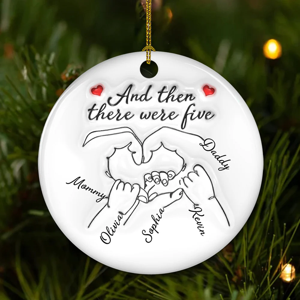 And Then There Were Three - Personalized Custom 3D Inflated Effect Ceramic Ornament - Image 3