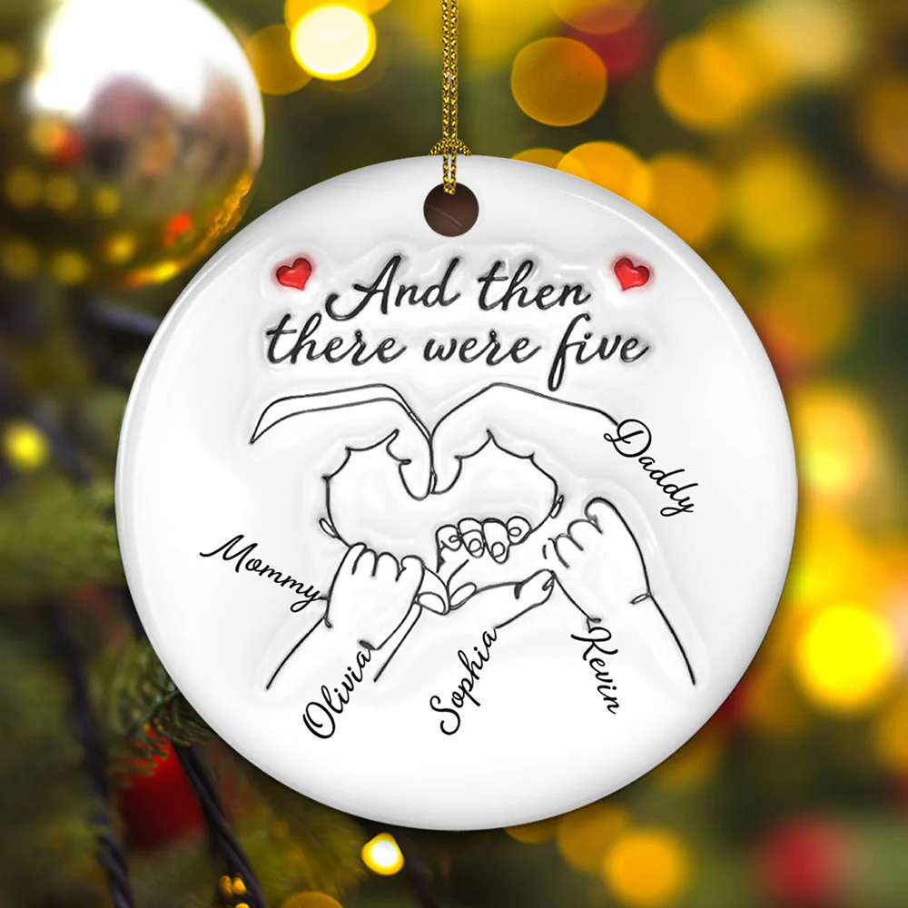 And Then There Were Three - Personalized Custom 3D Inflated Effect Ceramic Ornament - Image 4