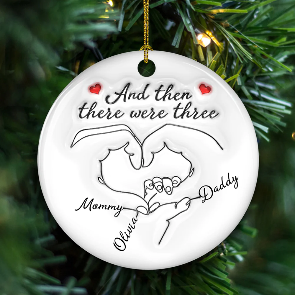 And Then There Were Three - Personalized Custom 3D Inflated Effect Ceramic Ornament - Image 5