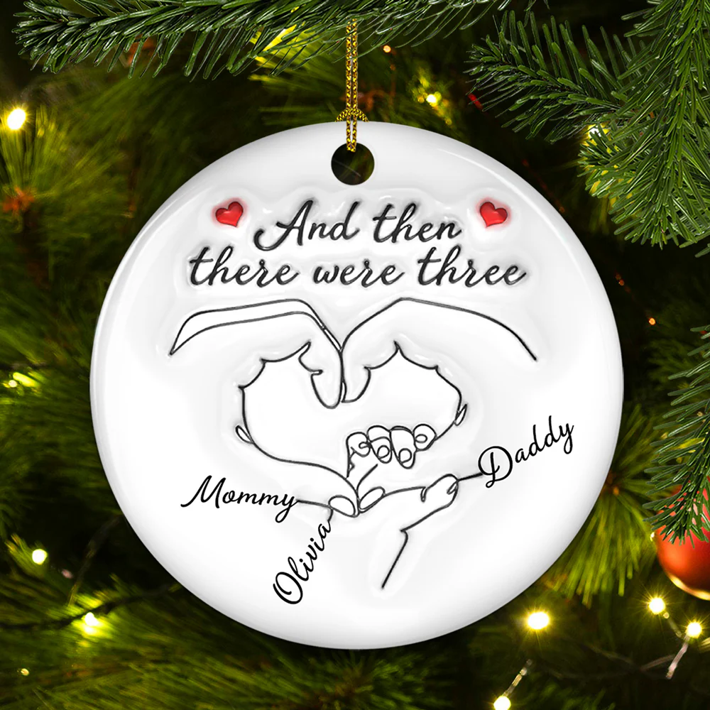 And Then There Were Three - Personalized Custom 3D Inflated Effect Ceramic Ornament - Image 6