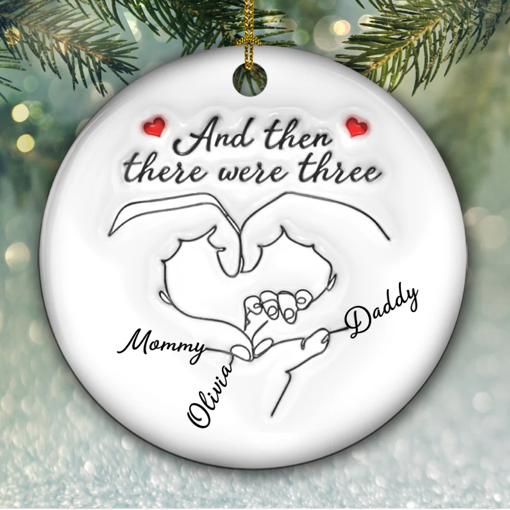 And Then There Were Three - Personalized Custom 3D Inflated Effect Ceramic Ornament - Image 7