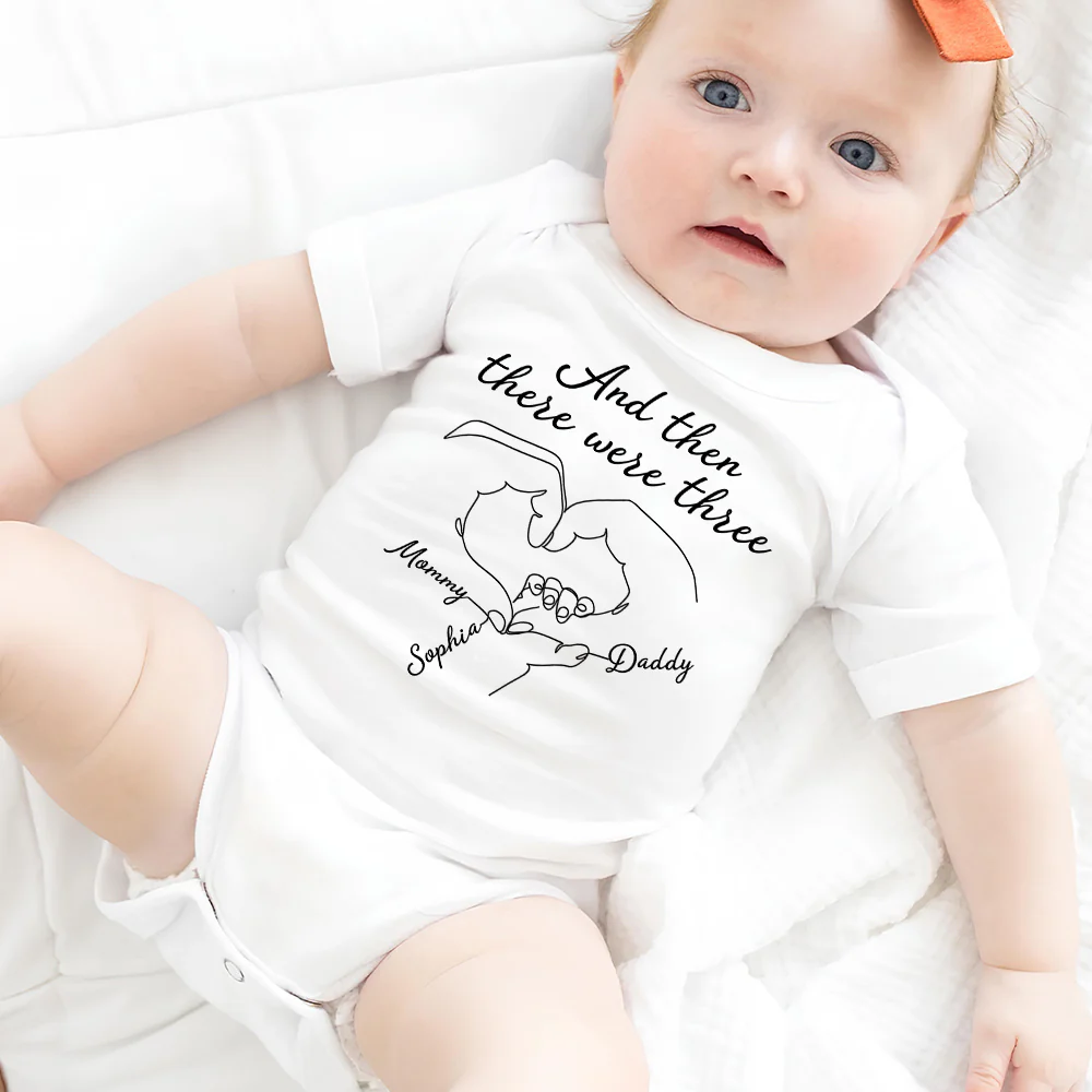 And Then There Were Three - Personalized Custom Baby Onesie - Image 4