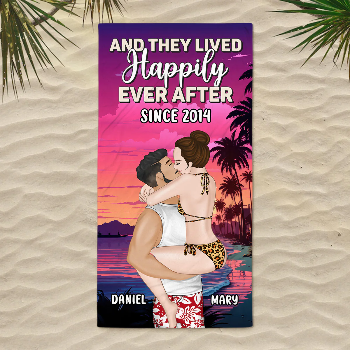 And They Lived Happily Ever After - Personalized Custom Beach Towel - Image 3