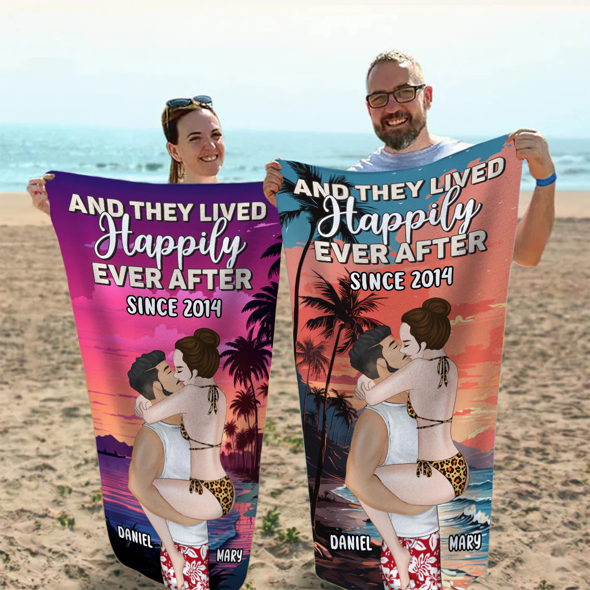 And They Lived Happily Ever After - Personalized Custom Beach Towel - Image 4