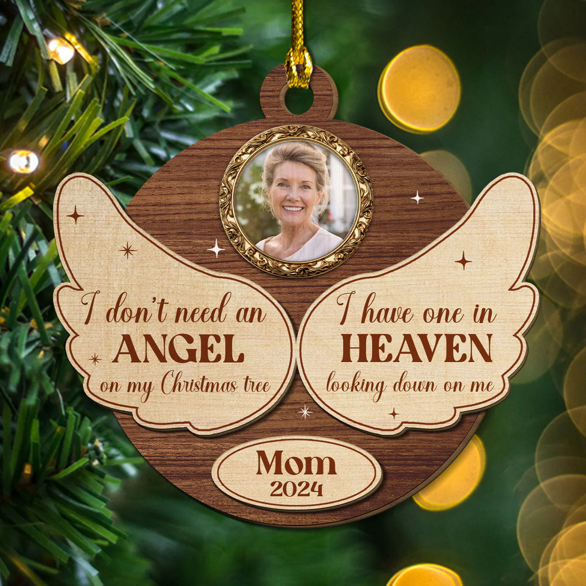 Angel In Heaven - Personalized Custom 2-layered Wood Ornament - Image 2