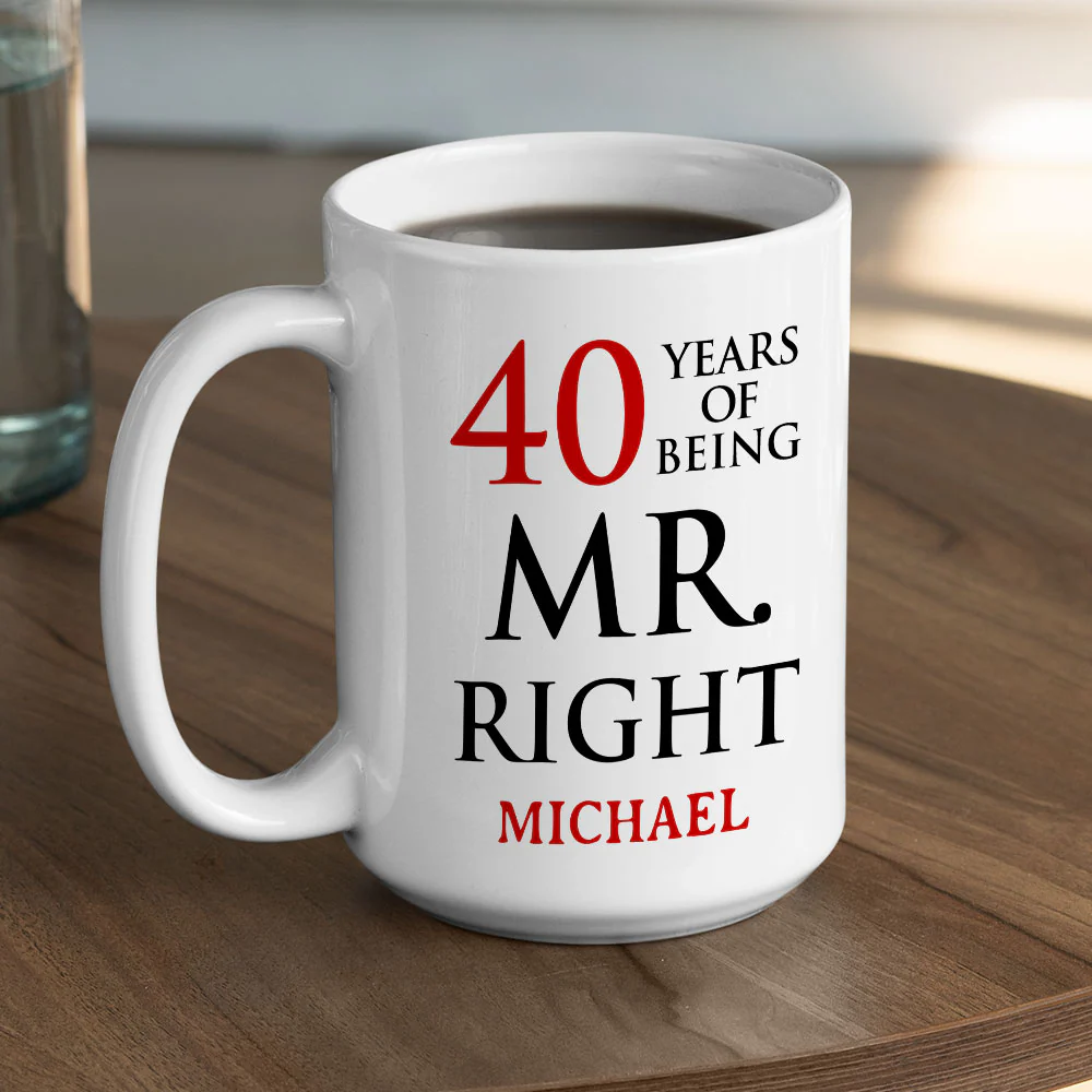 Anniversary Of Being Mr And Mrs Right - Personalized Custom Coffee Mug - Image 4