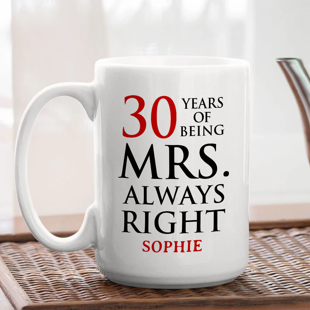 Anniversary Of Being Mr And Mrs Right - Personalized Custom Coffee Mug - Image 5