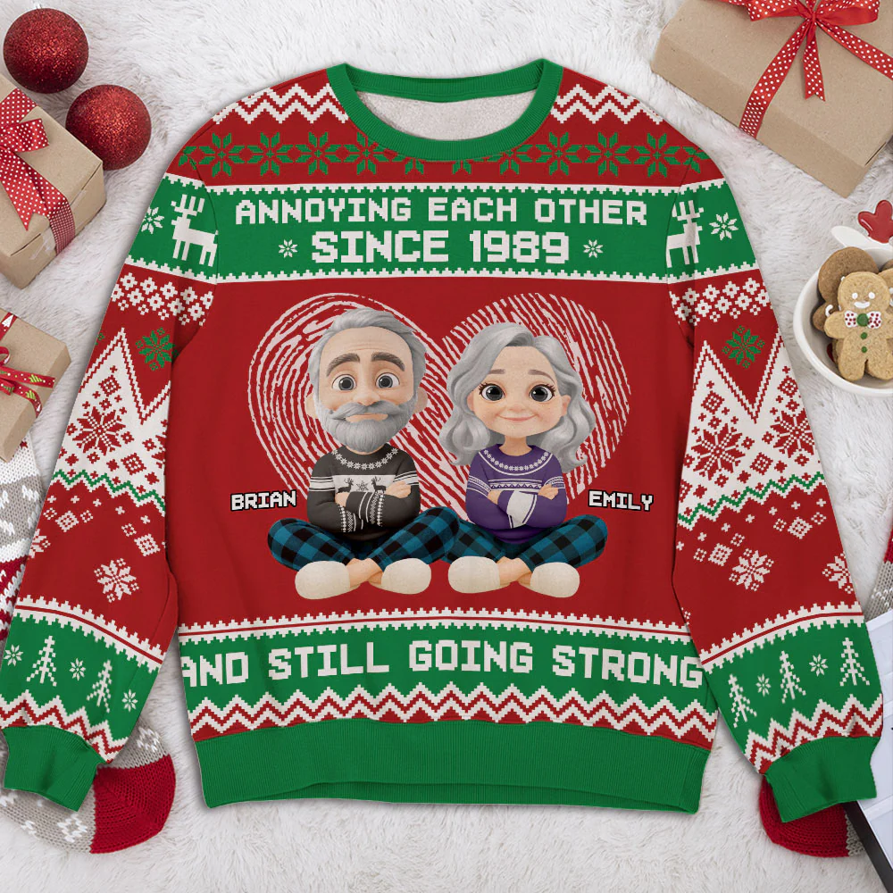 Annoying Each Other Cartoonized - Personalized Custom All-Over-Print Sweatshirt - Image 2