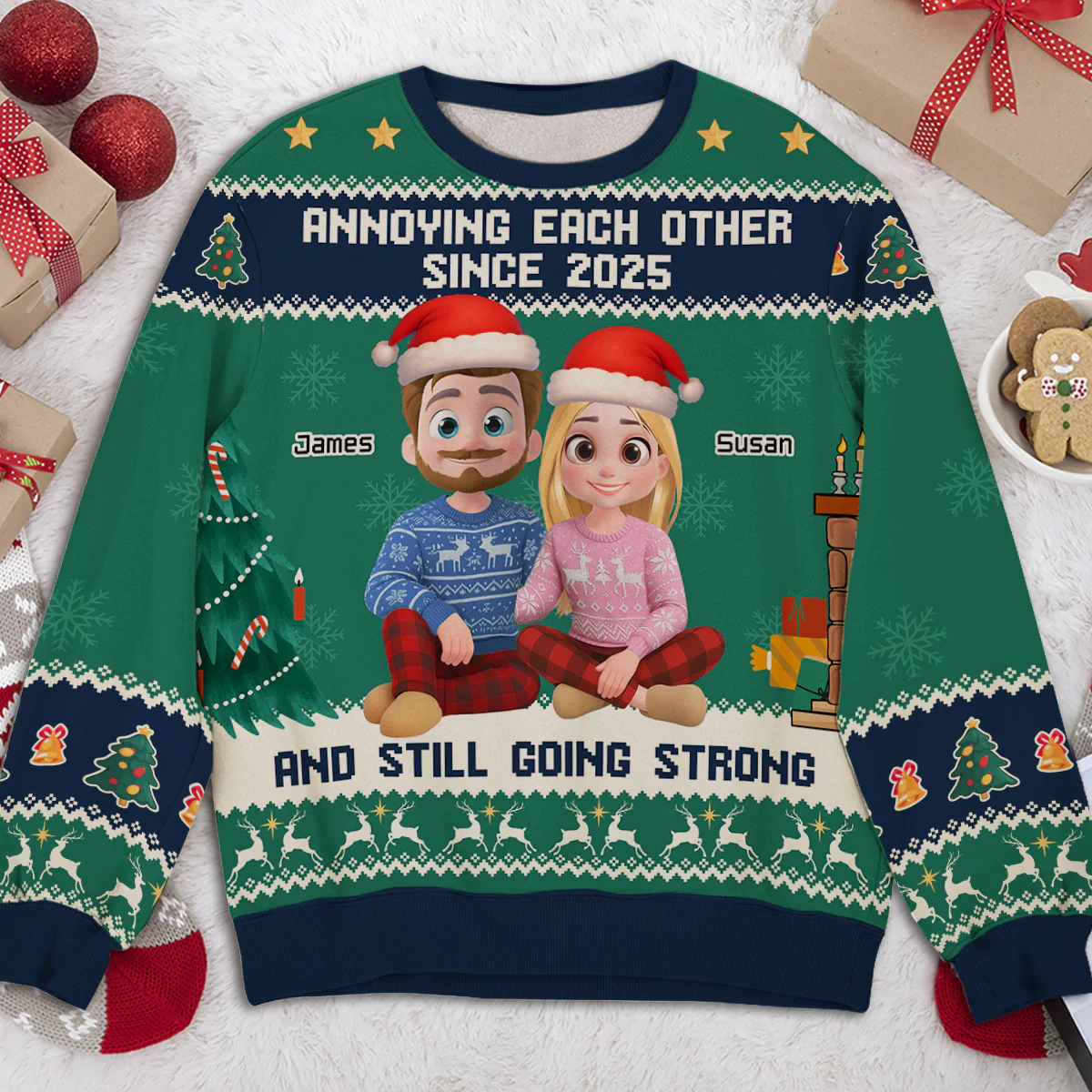 Annoying Each Other Christmas - Personalized Custom All-Over-Print Sweatshirt - Image 2