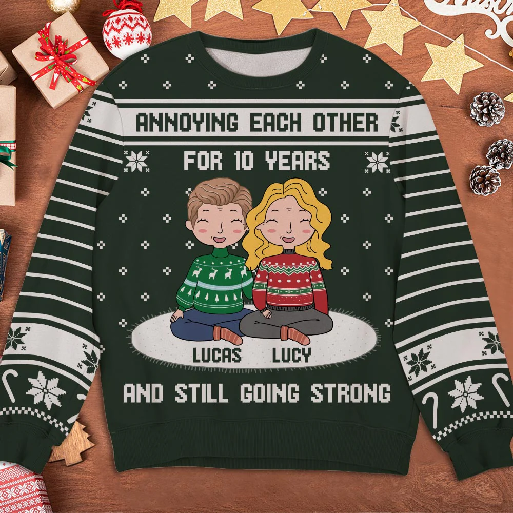 Annoying Each Other Couple - Personalized Custom All-Over-Print Sweatshirt - Image 3