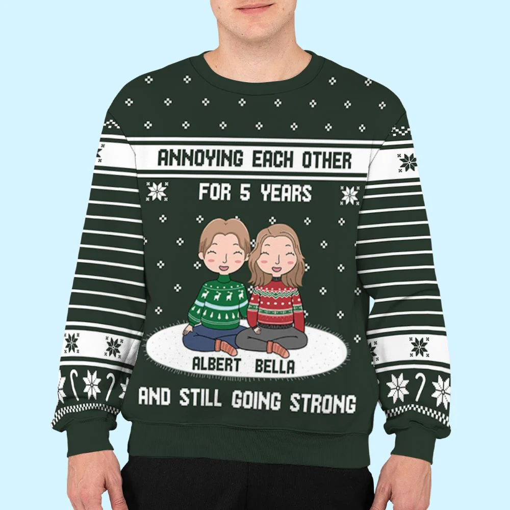 Annoying Each Other Couple - Personalized Custom All-Over-Print Sweatshirt - Image 4