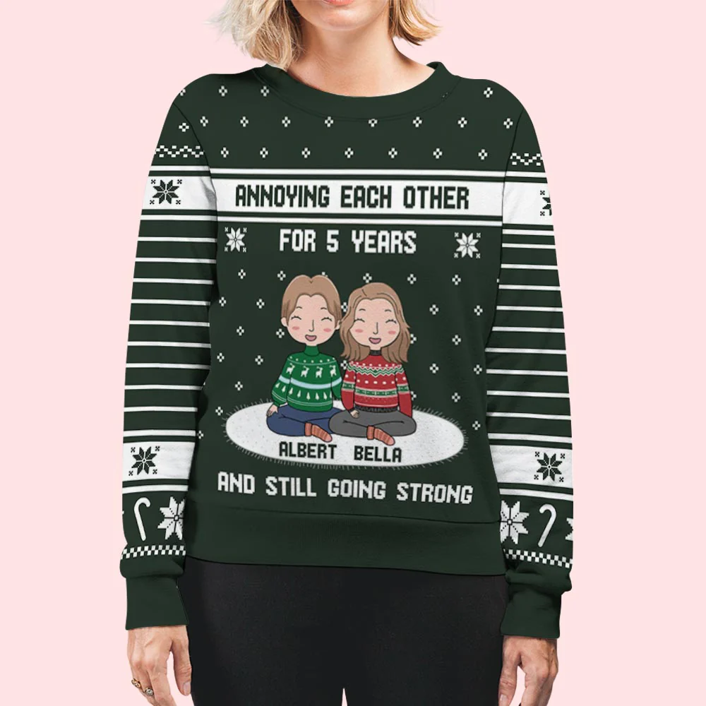 Annoying Each Other Couple - Personalized Custom All-Over-Print Sweatshirt - Image 5