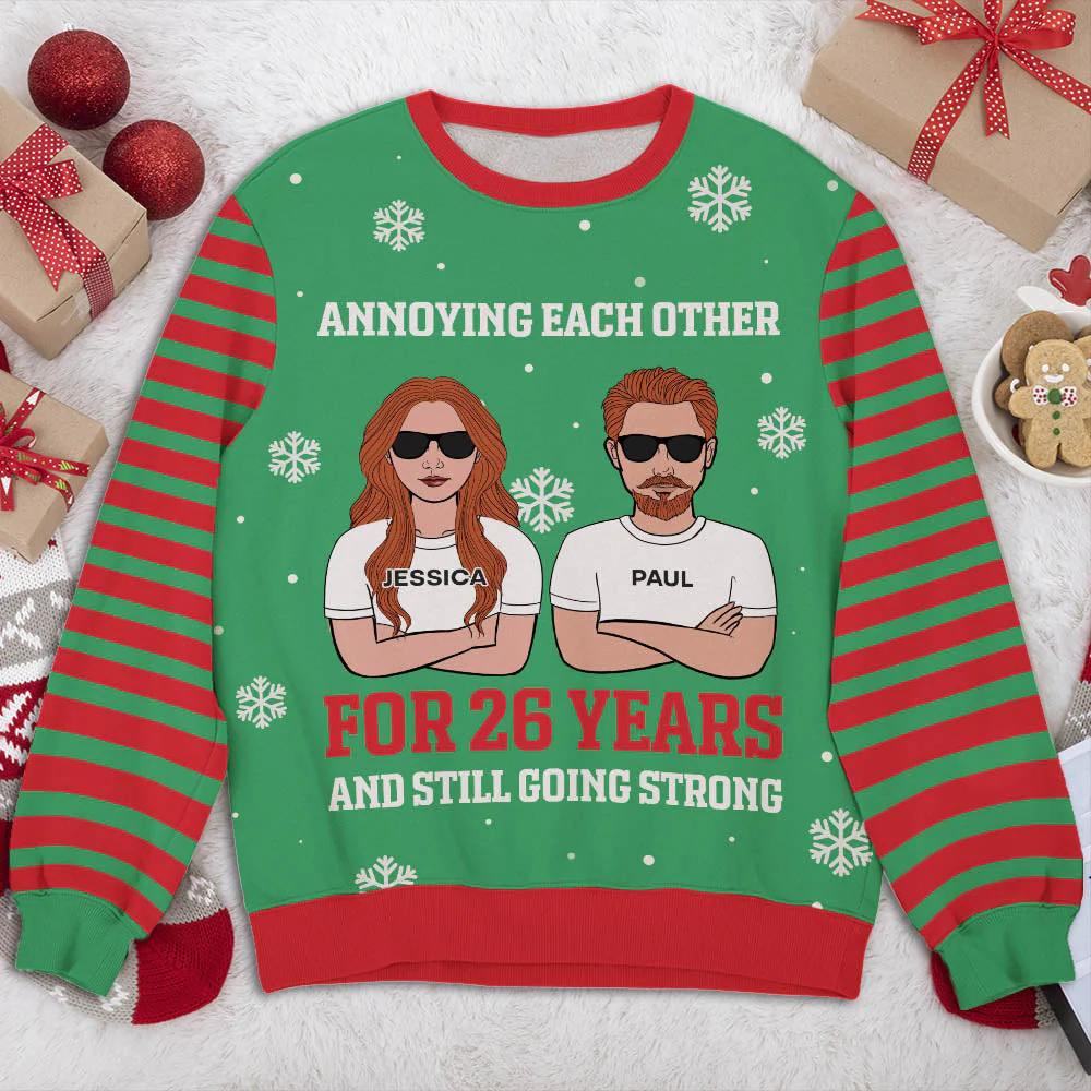 Annoying Each Other For Many Years- Personalized Custom All-Over-Print Sweatshirt - Image 2