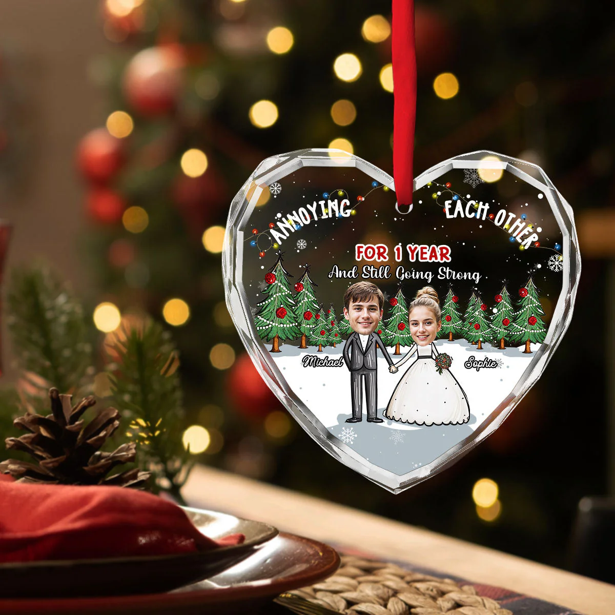Annoying Each Other For Years And Still Going Strong - Personalized Custom Glass Ornament - Image 3