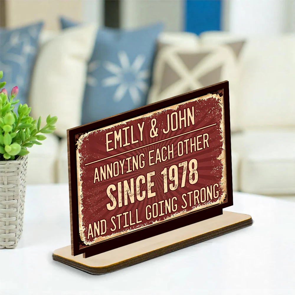 Annoying Each Other  - Personalized Custom 2-Layer Wood Plaque With Flat Base - Image 3