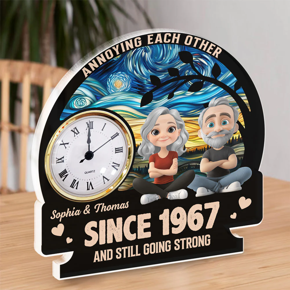 Annoying Each Other - Personalized Custom Acrylic Desk Clock Plaque - Image 5