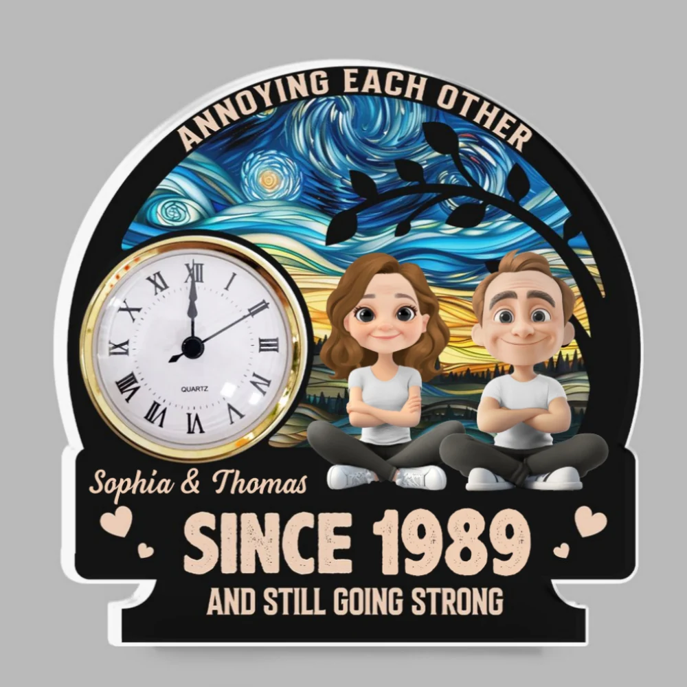 Annoying Each Other - Personalized Custom Acrylic Desk Clock Plaque - Image 7