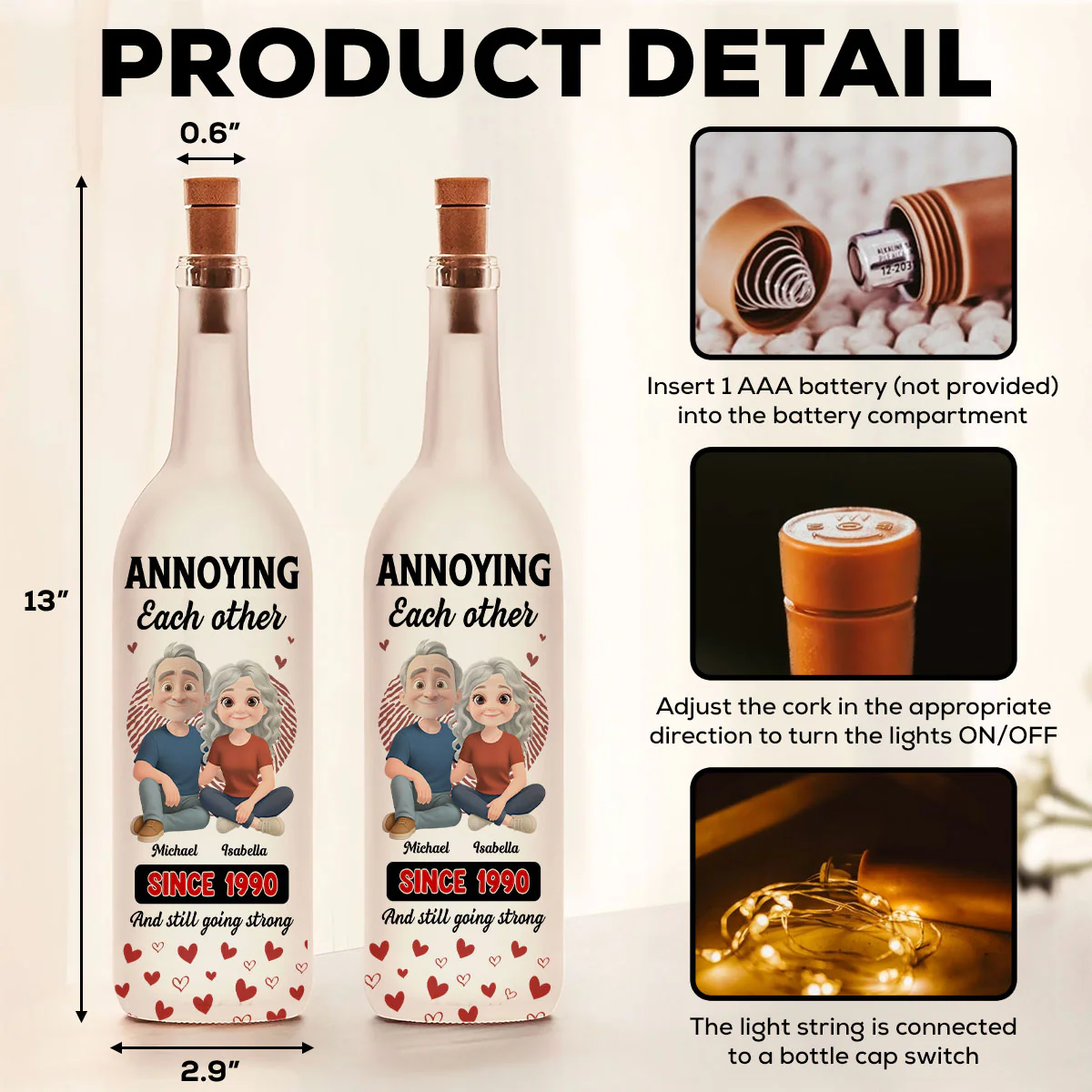 Annoying Each Other - Personalized Custom Bottle Lamp - Image 5