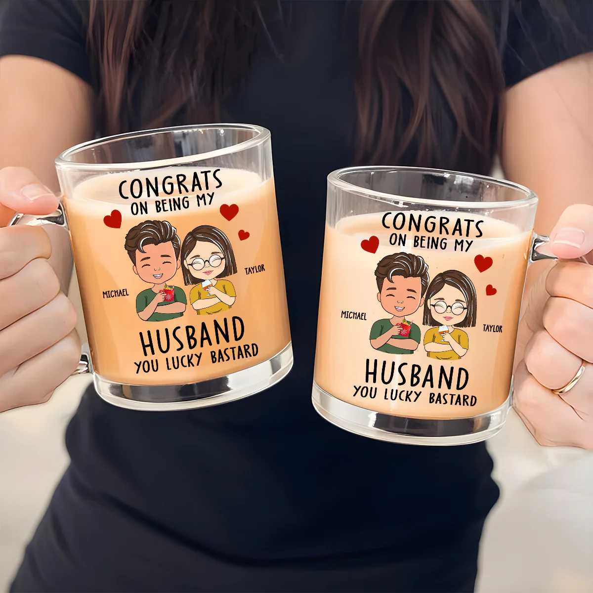 Annoying Each Other - Personalized Custom Glass Mug - Image 5