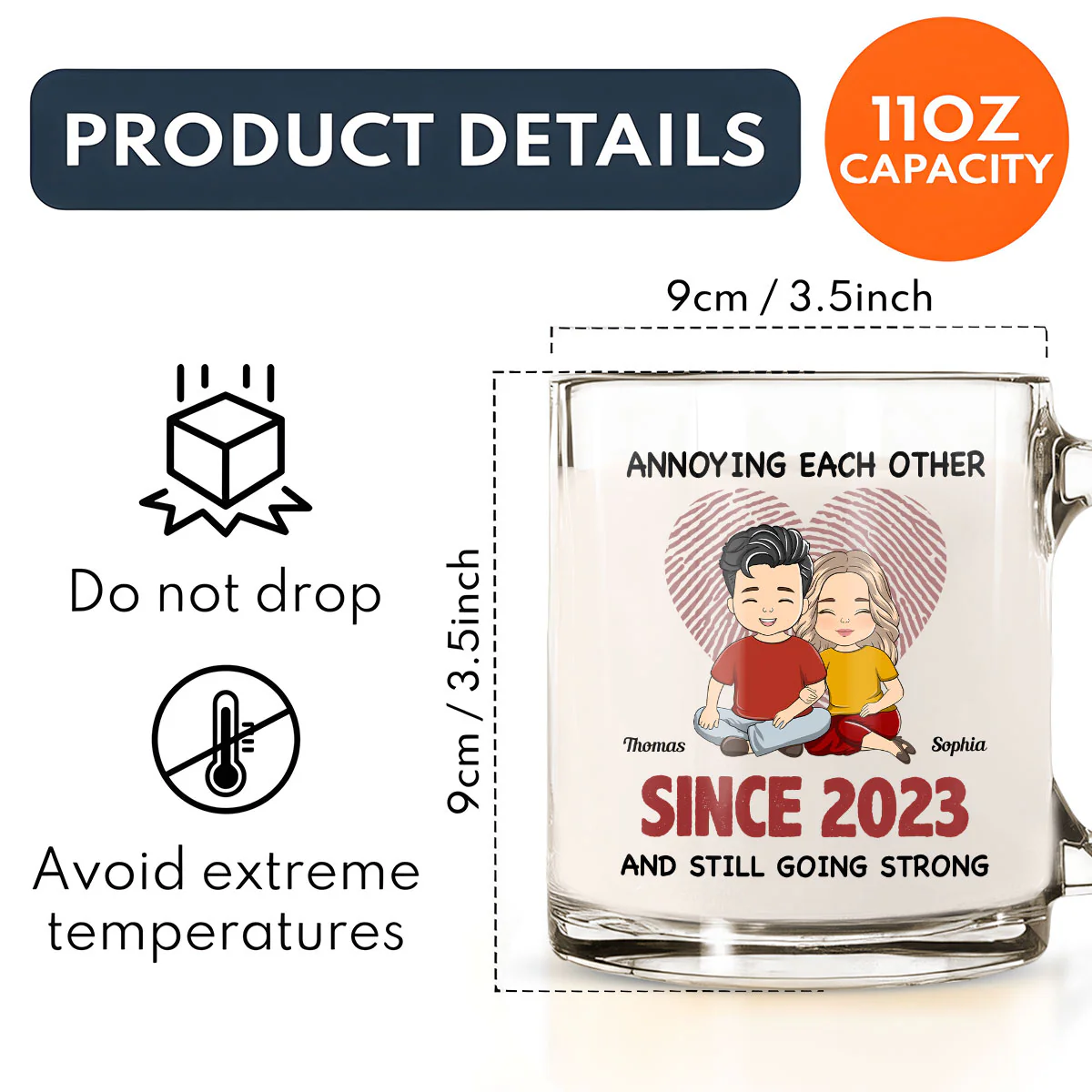 Annoying Each Other - Personalized Custom Glass Mug - Image 5