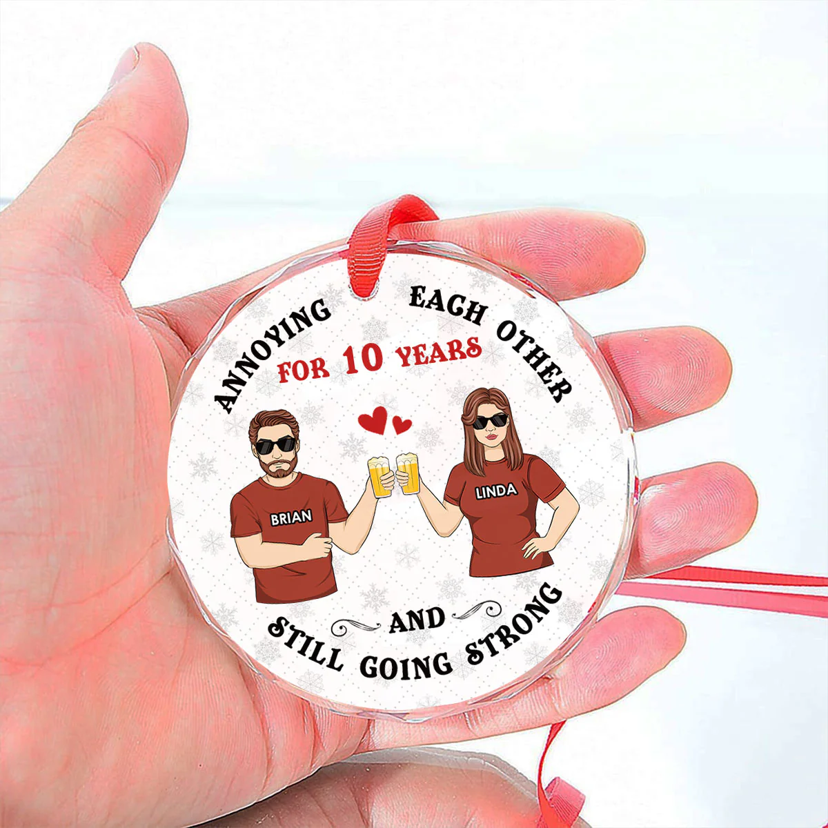Annoying Each Other - Personalized Custom Glass Ornament - Image 3
