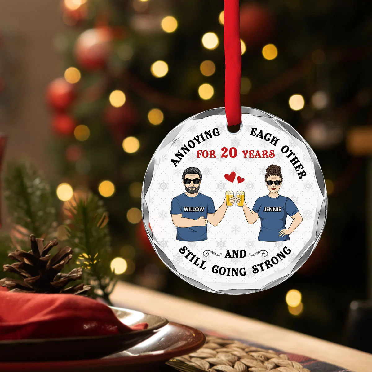 Annoying Each Other - Personalized Custom Glass Ornament - Image 4