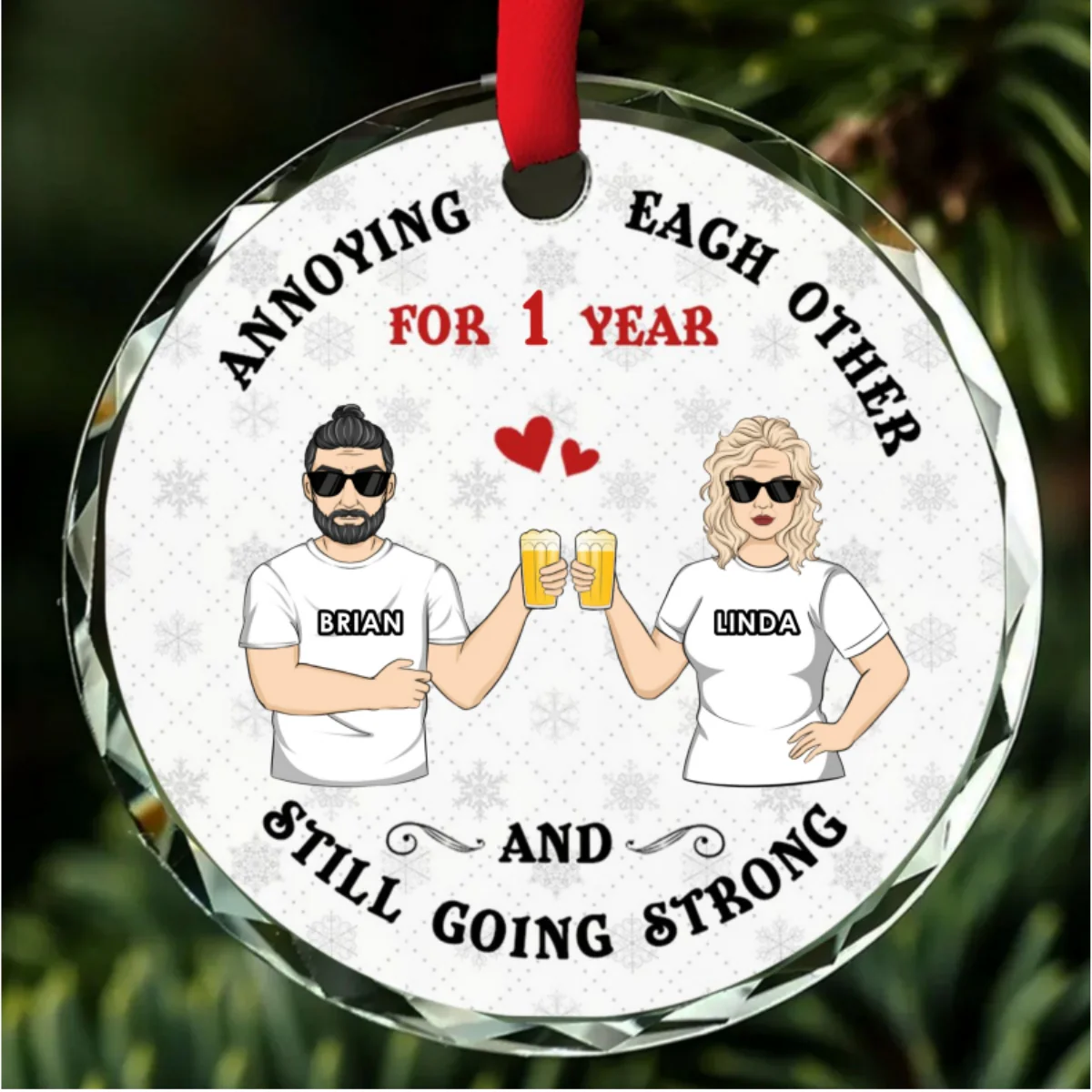Annoying Each Other - Personalized Custom Glass Ornament - Image 5