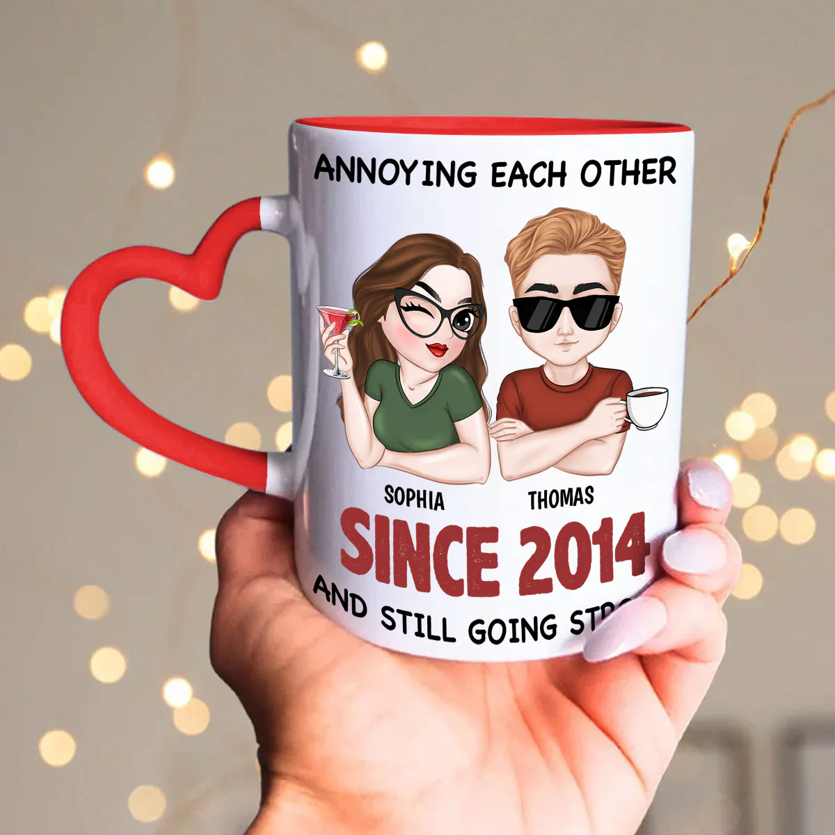 Annoying Each Other - Personalized Custom Heart Handle Mug - Image 4