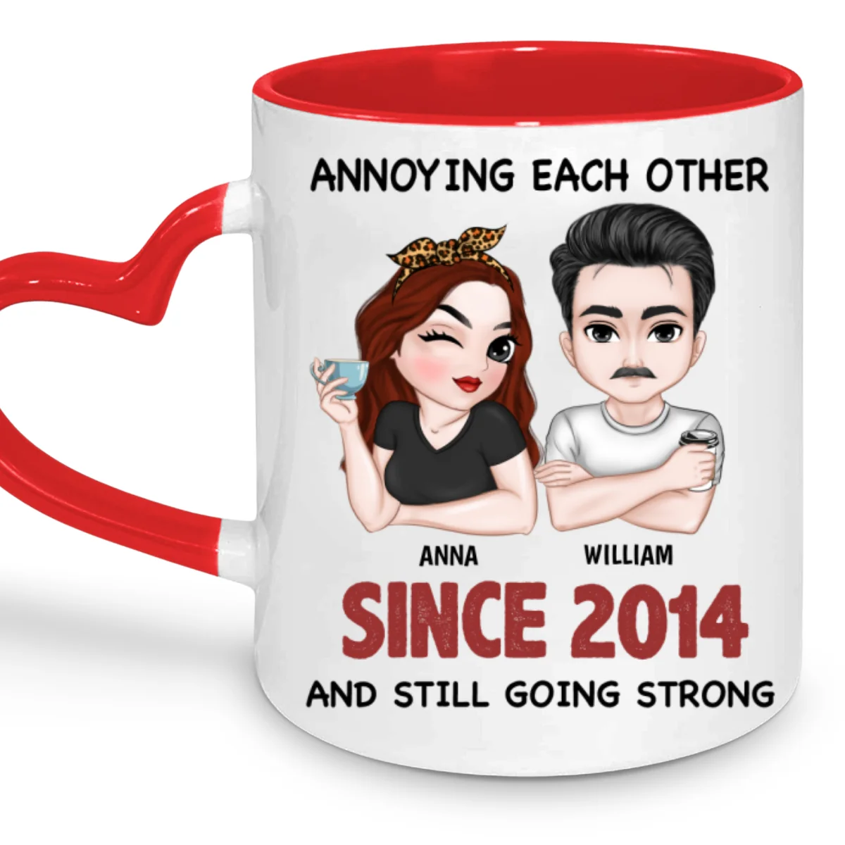 Annoying Each Other - Personalized Custom Heart Handle Mug - Image 5