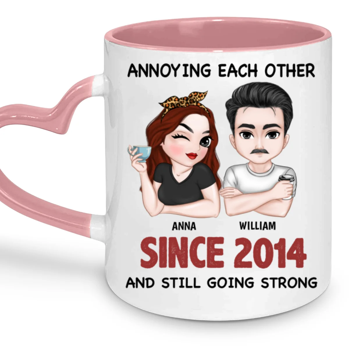 Annoying Each Other - Personalized Custom Heart Handle Mug - Image 6