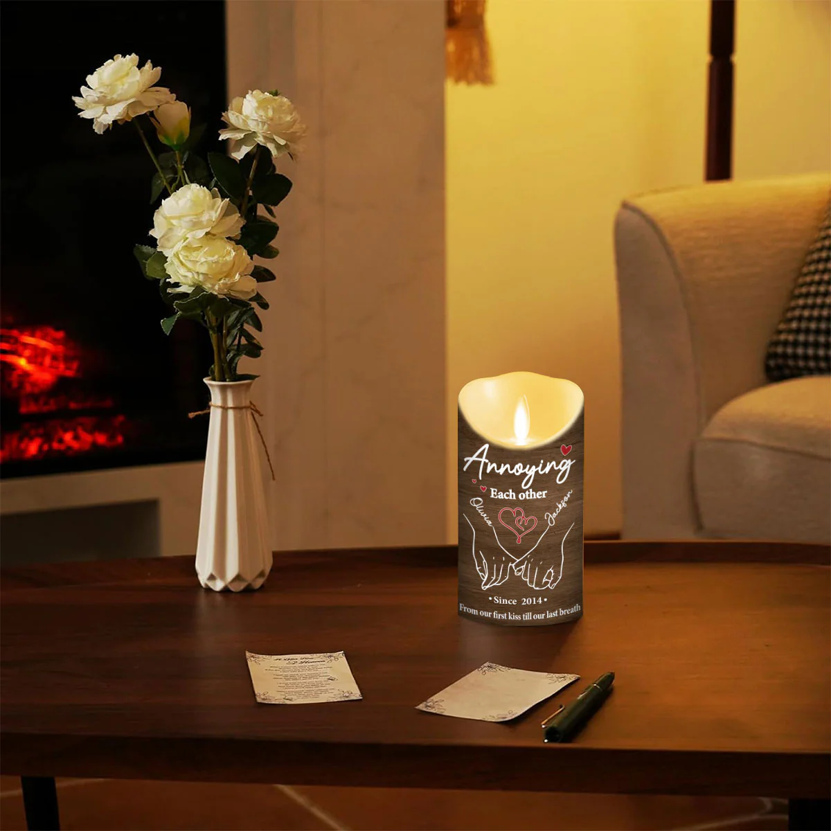 Annoying Each Other - Personalized Custom LED Candle - Image 3