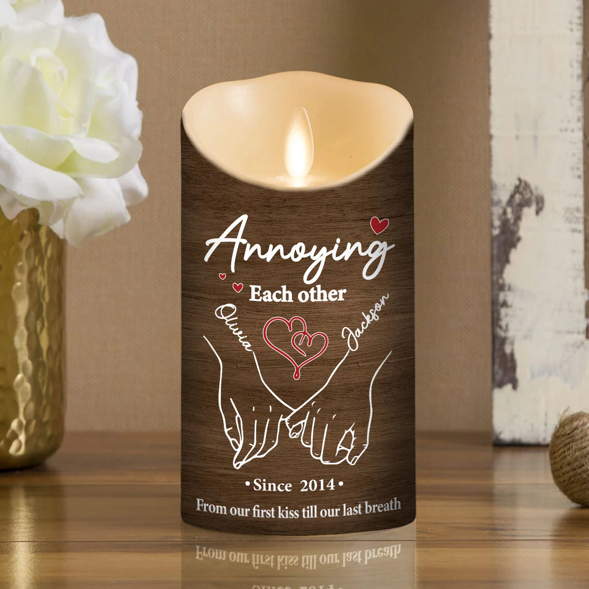 Annoying Each Other - Personalized Custom LED Candle - Image 4