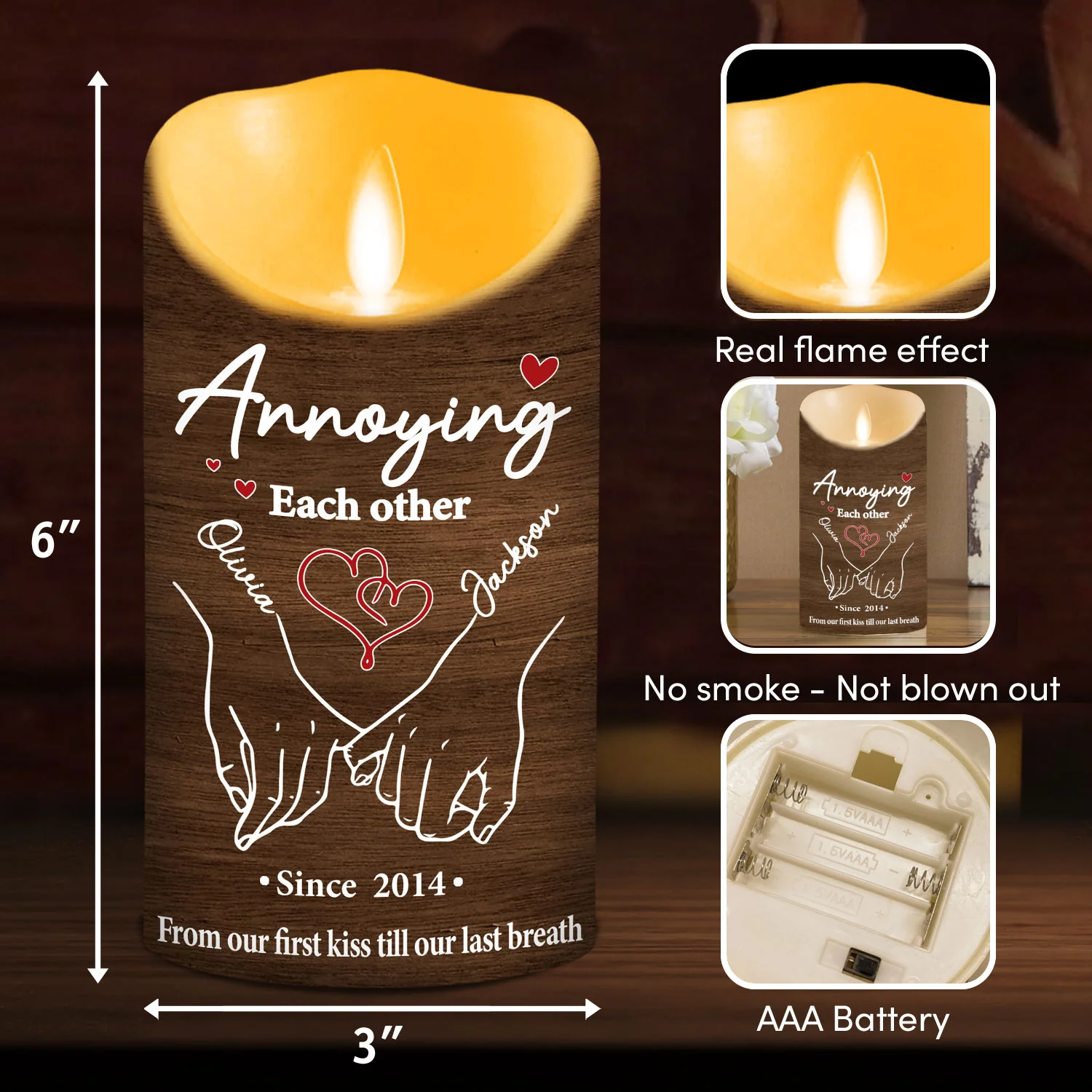Annoying Each Other - Personalized Custom LED Candle - Image 5