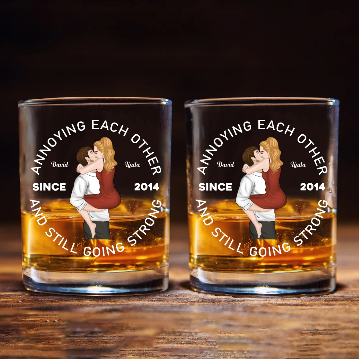 Annoying Each Other - Personalized Custom Whiskey Glass - Image 6