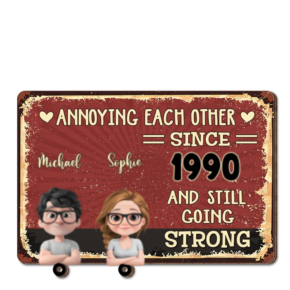 Annoying Each Other - Personalized Custom Wooden Key Holder With Keychain - Image 6