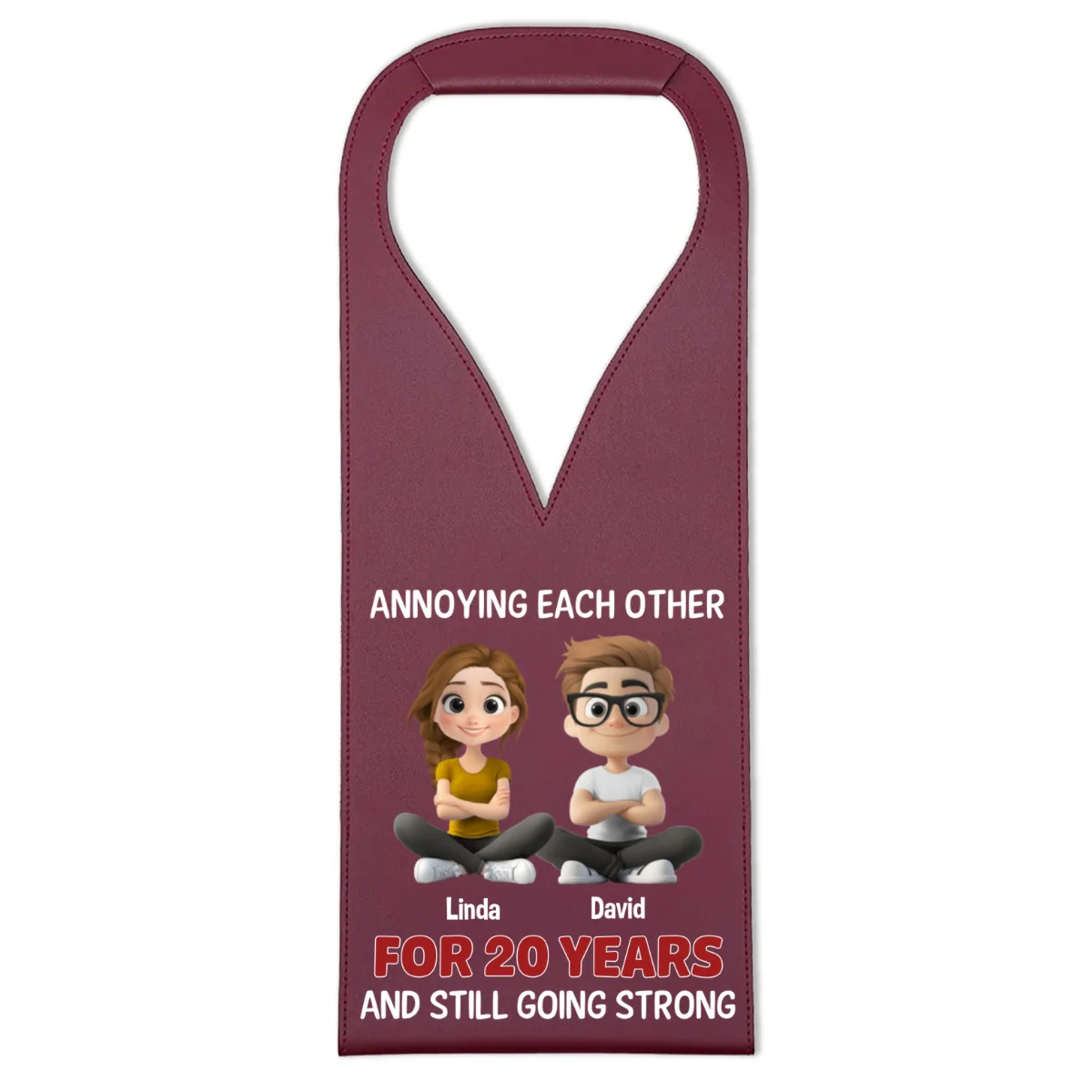 Annoying Each Other Since Day One - Personalized Custom Leather Wine Bag - Image 7