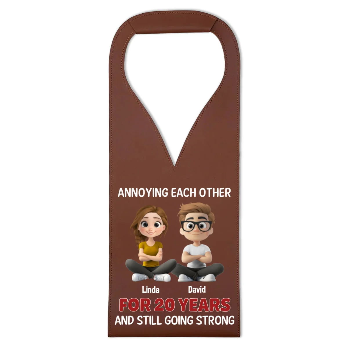 Annoying Each Other Since Day One - Personalized Custom Leather Wine Bag - Image 8