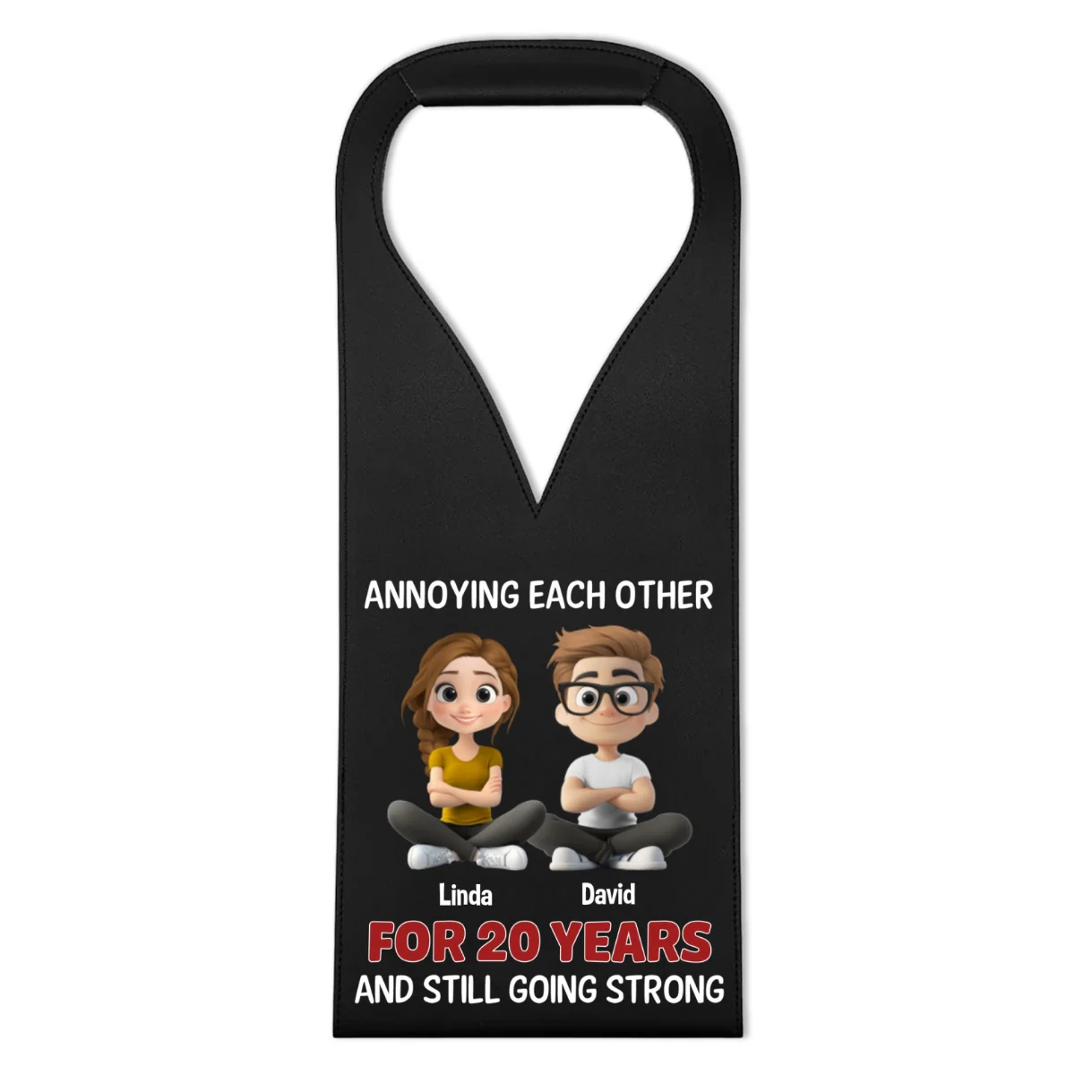 Annoying Each Other Since Day One - Personalized Custom Leather Wine Bag - Image 9