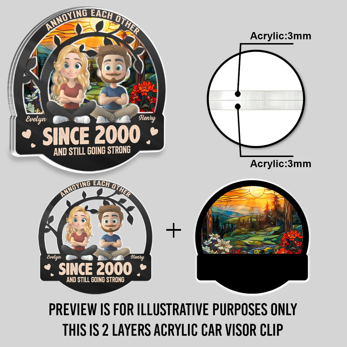 Annoying For Years - Personalized Custom Acrylic Car Visor Clip - Image 5