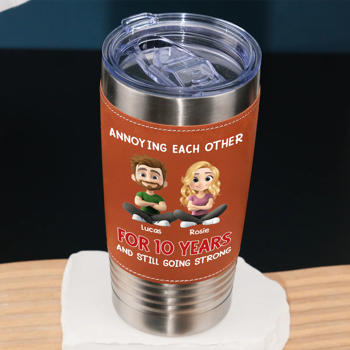 Annoying - Personalized Custom Leather Tumbler - Image 2