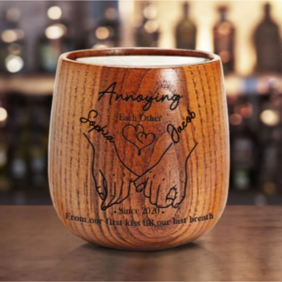 Annoying You Daily - Personalized Custom Engraved Wooden Whiskey Glass - Image 6