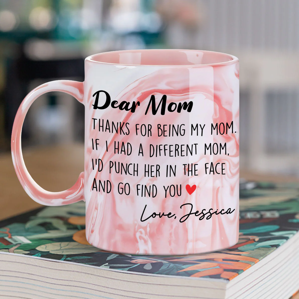 Another Mom - Personalized Custom Pink Marble Mug - Image 2