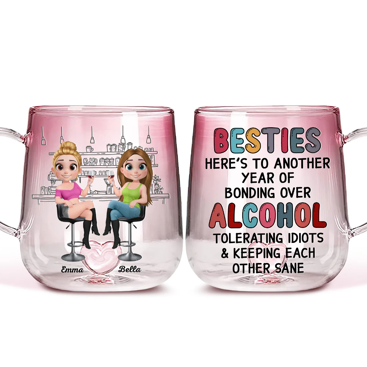 Another Year Of Bonding - Personalized Custom Pink Gradient Glass Mug