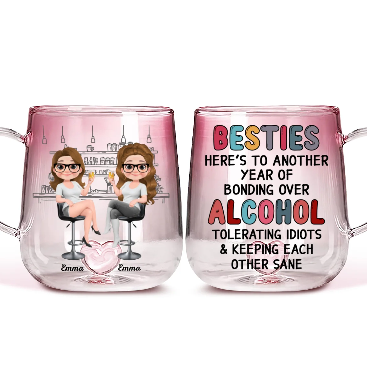 Another Year Of Bonding - Personalized Custom Pink Gradient Glass Mug - Image 6