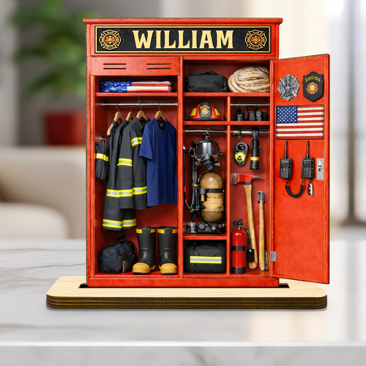 Answering The Alarm - Personalized Custom 2-Layer Wood Plaque With Flat Base - Image 3