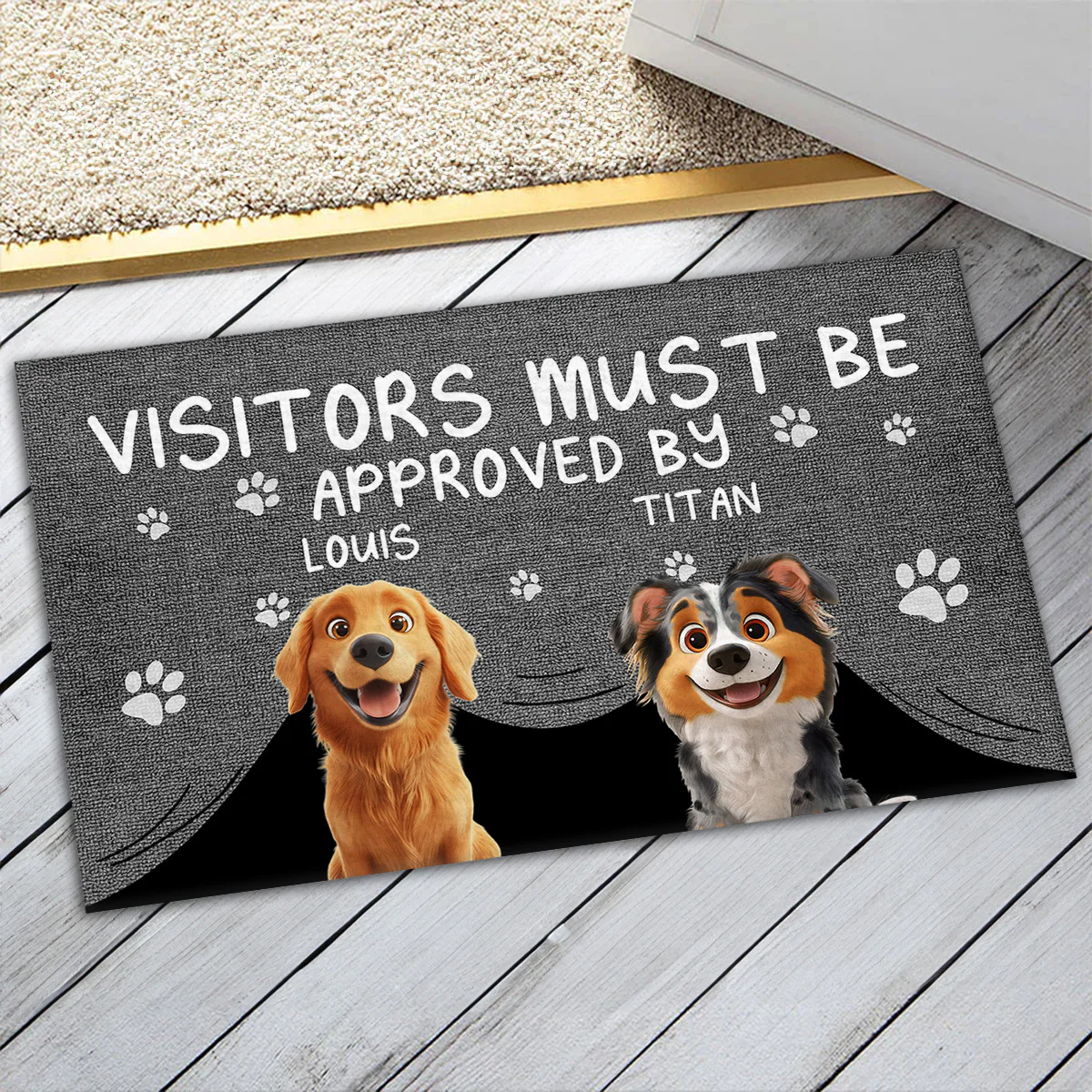 Approved By Dog Cartoon - Personalized Custom Doormat - Image 5