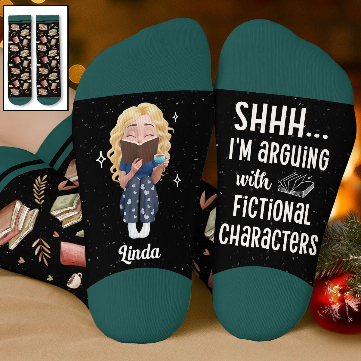 Arguing With Fictional Characters - Personalized Custom Crew Socks - Image 2